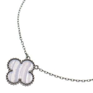 Van Cleef & Arpels Vintage Alhambra Chalcedony Necklace Pendant Au750 18K WG